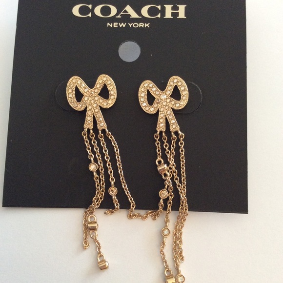 Authentic Coach Bow Earrings NWT - Picture 1 of 3